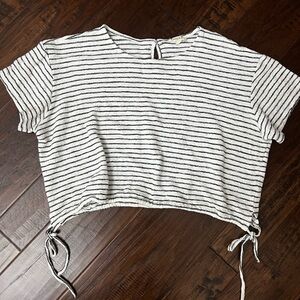 Gilli Black and White Striped Crop Top